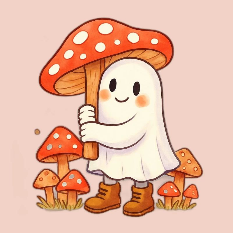 Fantôme avec un parapluie - un champignon