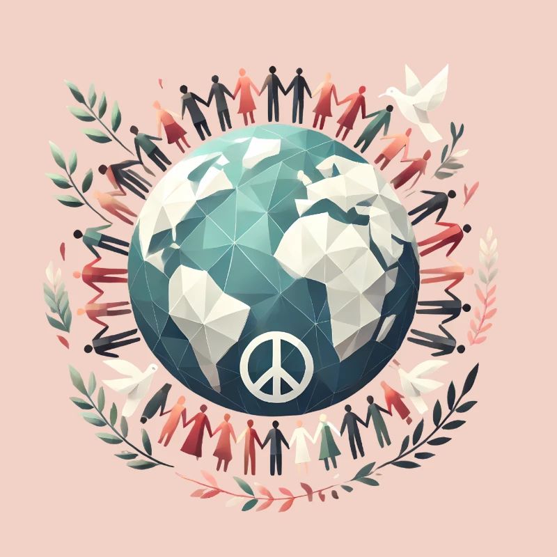 World Peace Globe Circle Doves