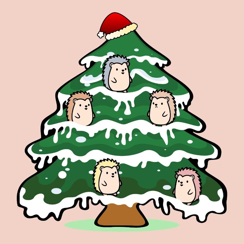 Funny Christmas Tree Christmas Hedgehog