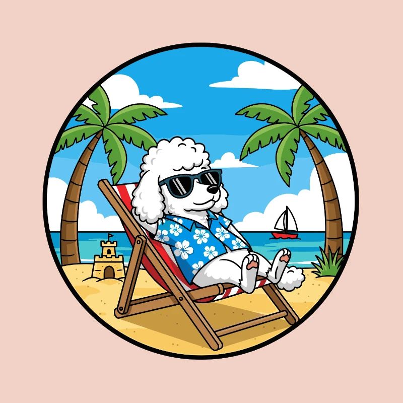 Cool Poodle Beach Vacation Summer Vibes
