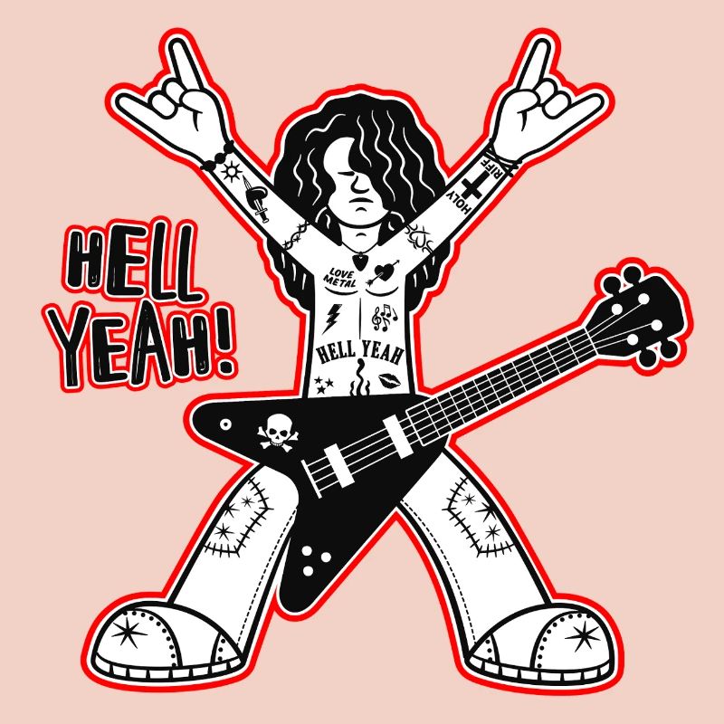 Hell Yeah Cartoon Rock Guitarist