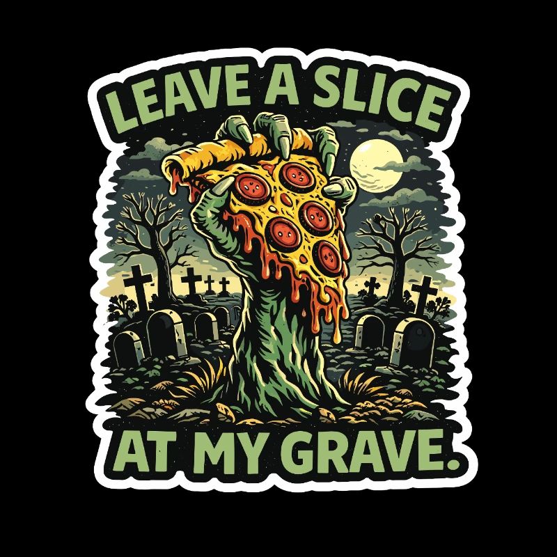 Une part de pizza zombie sur la pierre tombale
