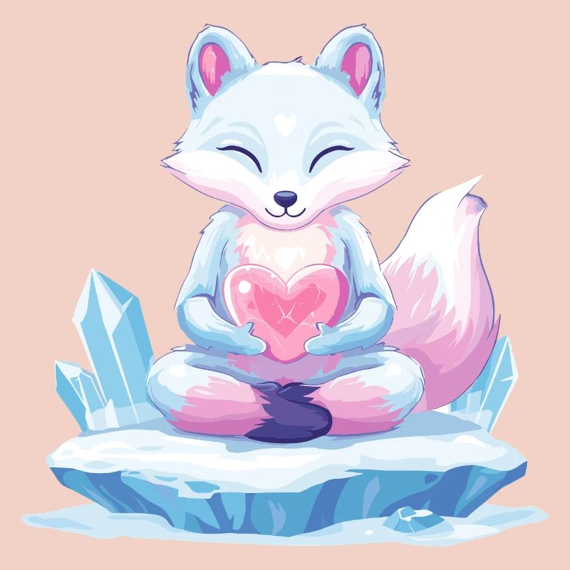 Pastell-Eisfuchs mit Herz