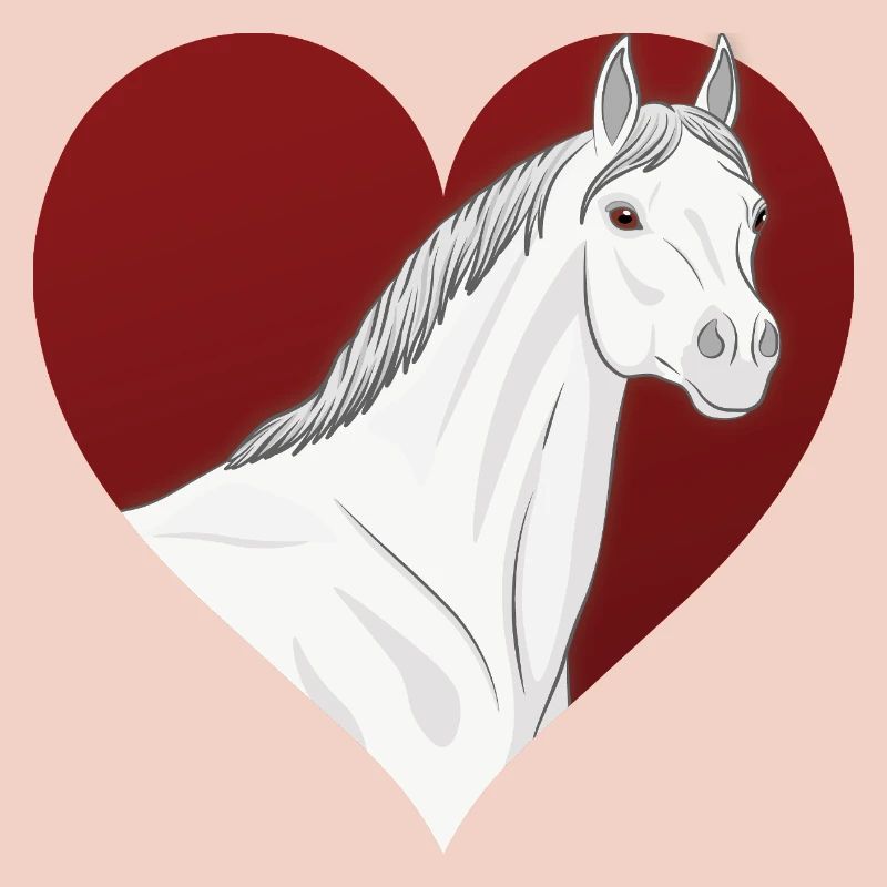Un cheval Abbayan devant un coeur rouge