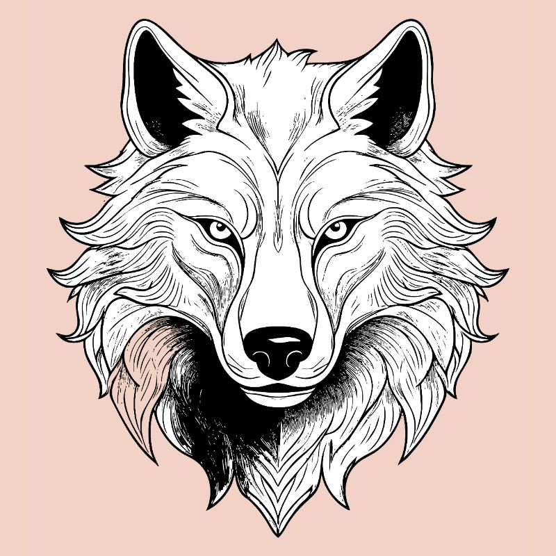 Mystic Wolf Face Print