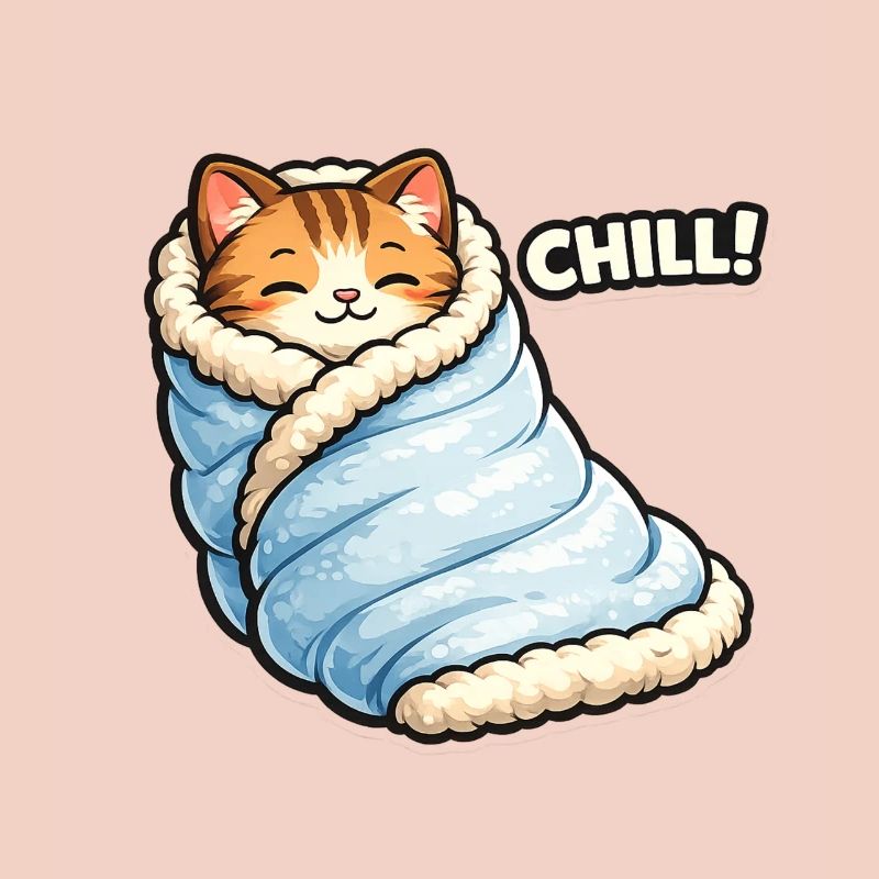 Cuddly cat in winter blanket