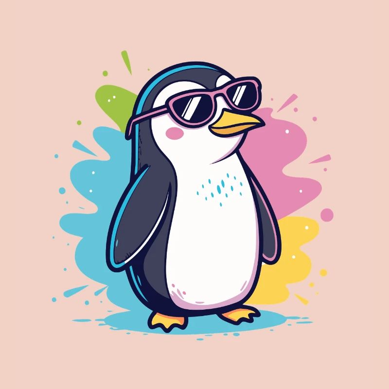 Bunter, cooler Ploppinguin mit Brille