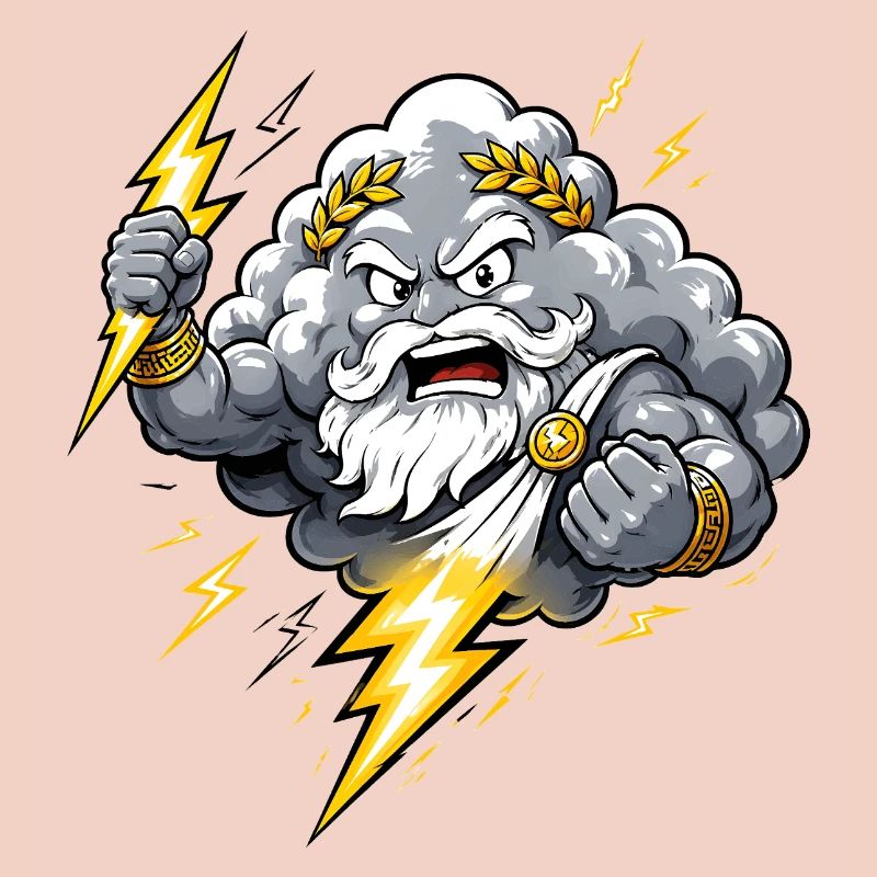 Donnergott Blitz Wolke Gewitter Comic Motiv