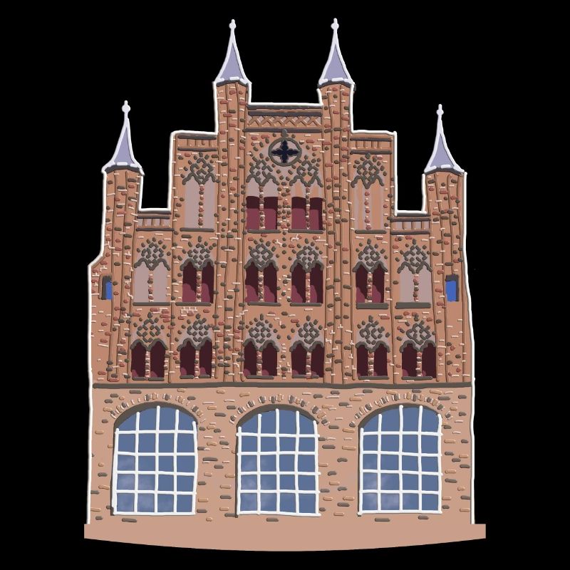 Stralsund Wolflamshaus without text, drawing Baltic Sea