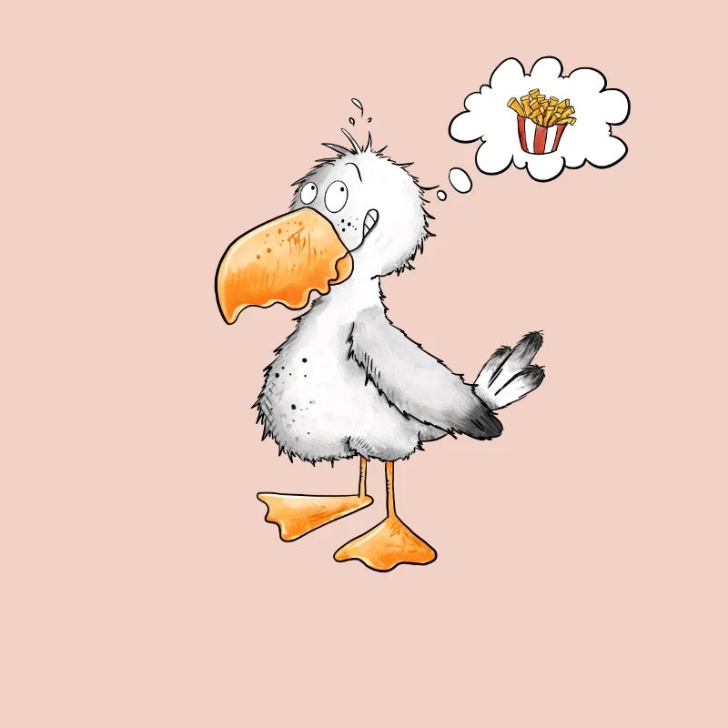 Möwe Will Meer Pommes