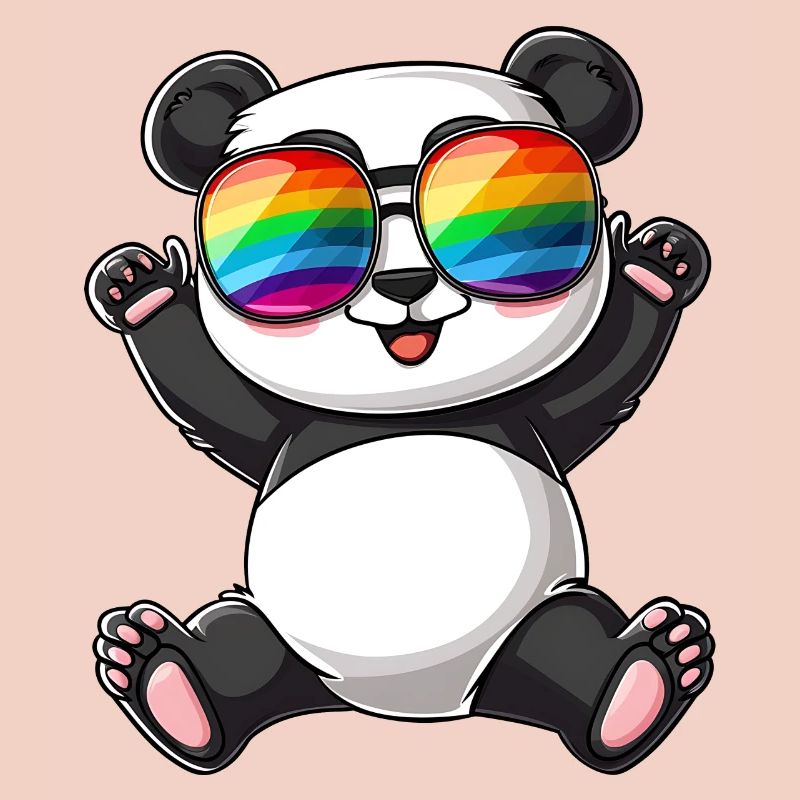 Panda Cartoon mit einer Pride Rainbow Brille.