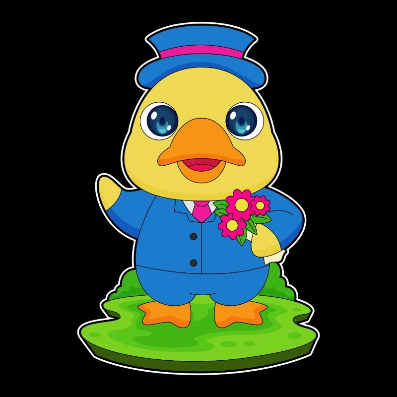 duck groom bouquet wedding