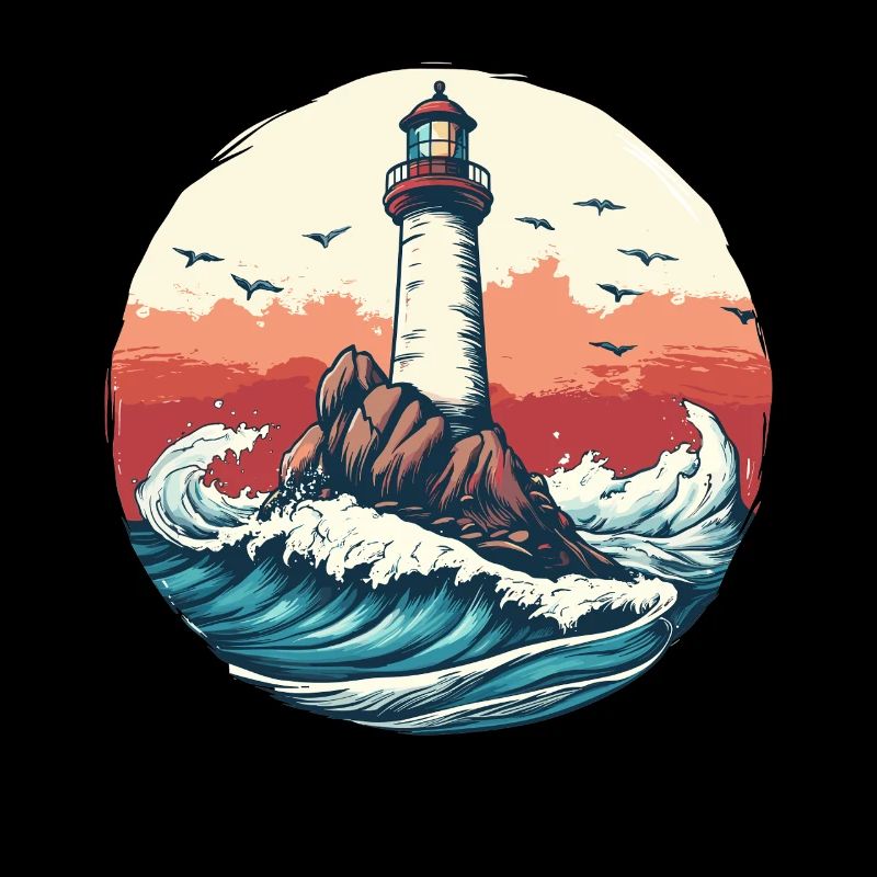Lighthouse on rough seas