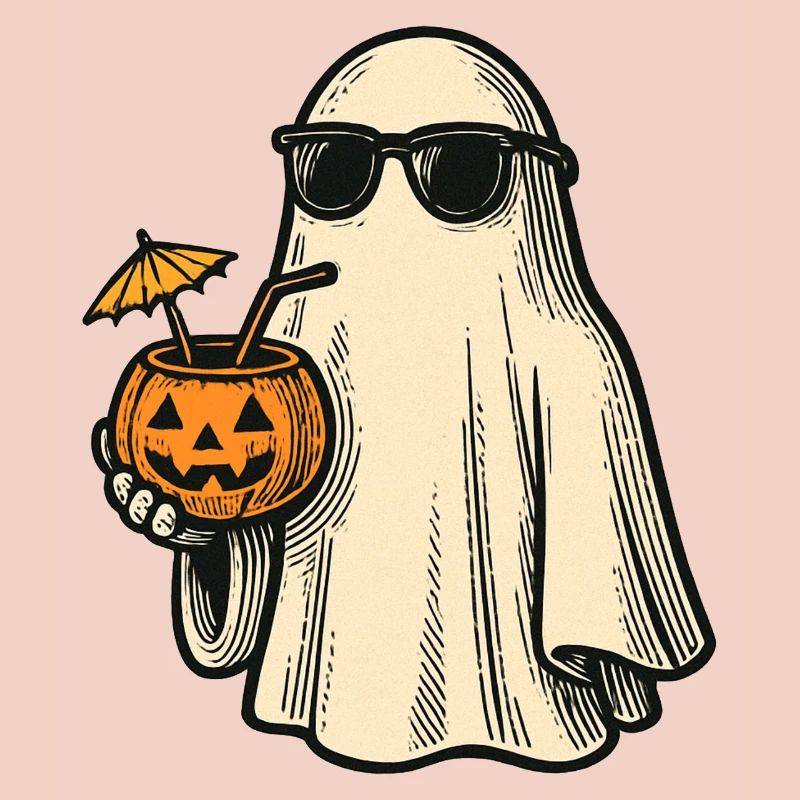 Cooles Halloweengespenst mit Cocktail