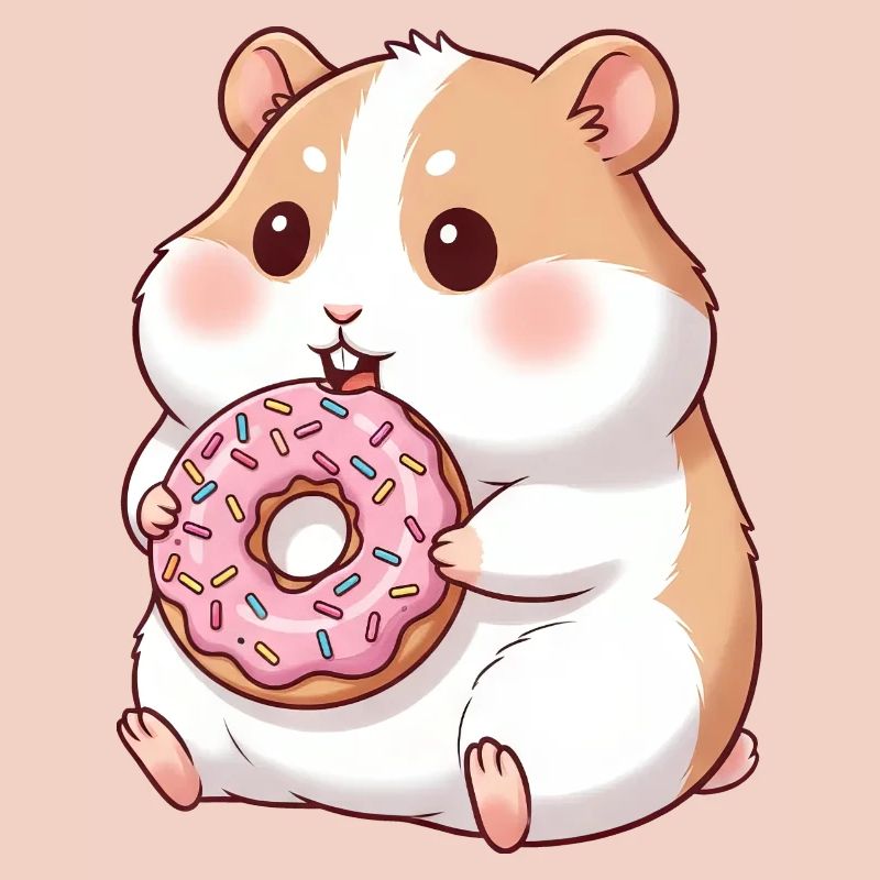 hamster mignon et cochon d’Inde dessin animé beignet