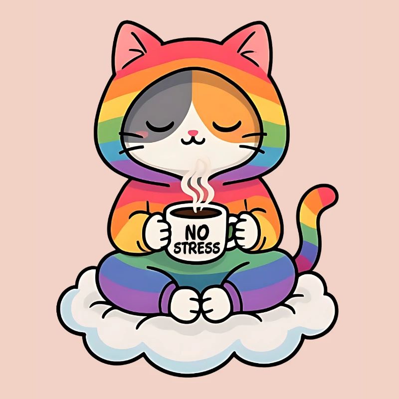Rainbow Cat on a Cloud