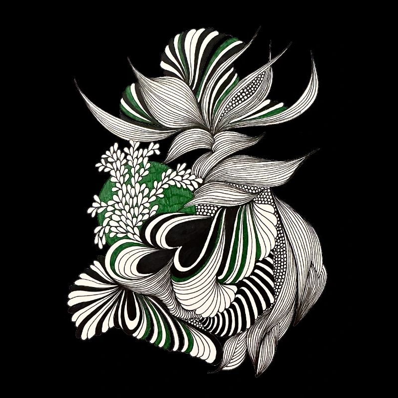 Green Lines Botanical Pattern