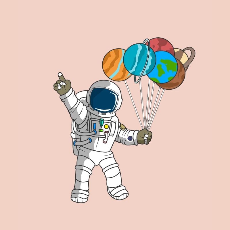 Cute Astronaut Planets Space Explorer Birthday Par