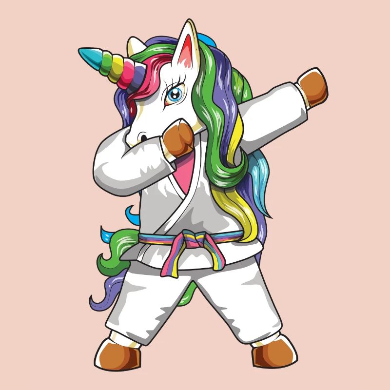 Dabbing Unicorn Karate Judo Master Rainbow Belt