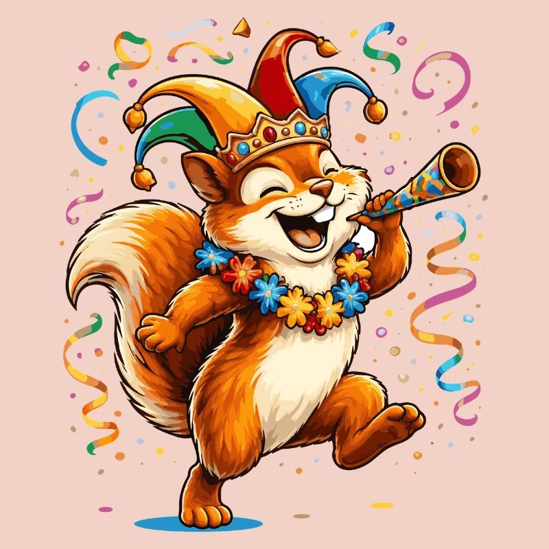 Karneval Eichhörnchen – Buntes Faschingsmotiv