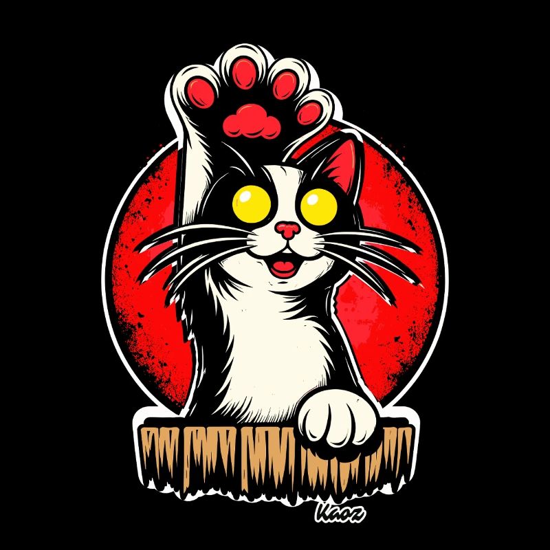 Katze Pfote hoch im Retro Stil