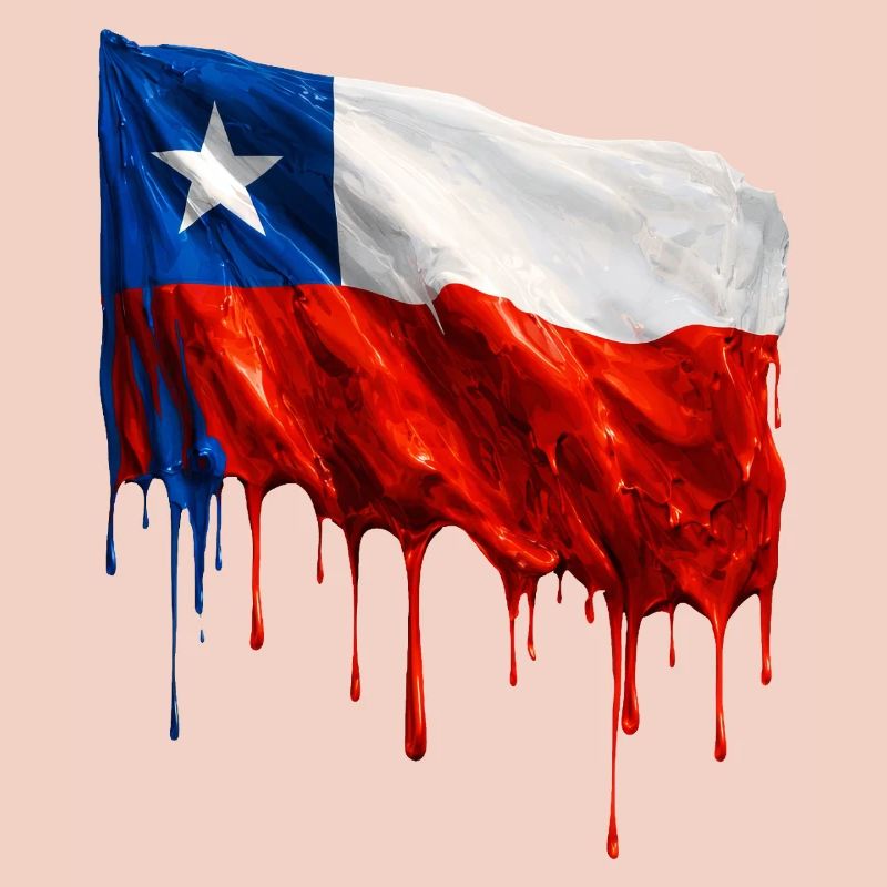 Chile Flagge Tropfende Farbfläche