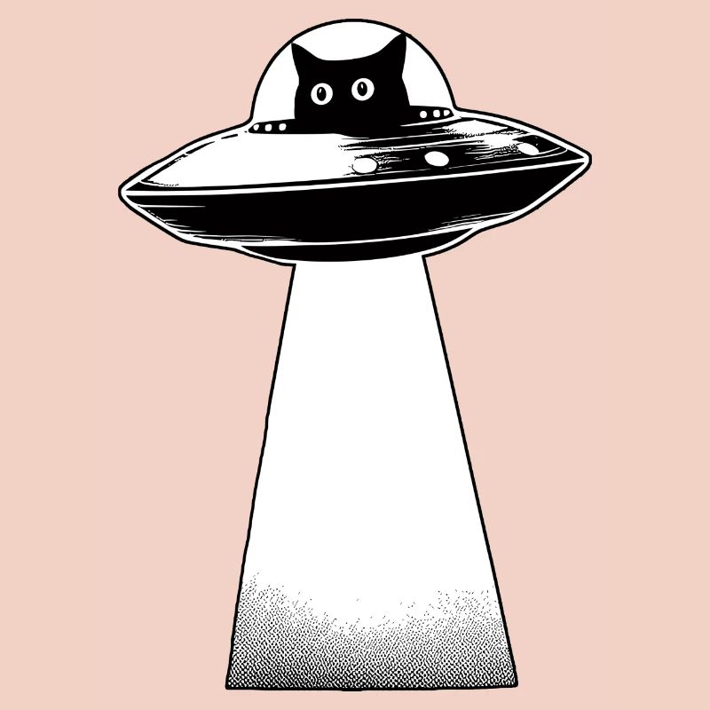 Cat Invasion UFO Alien Space Galaxy 3D Effect Cut