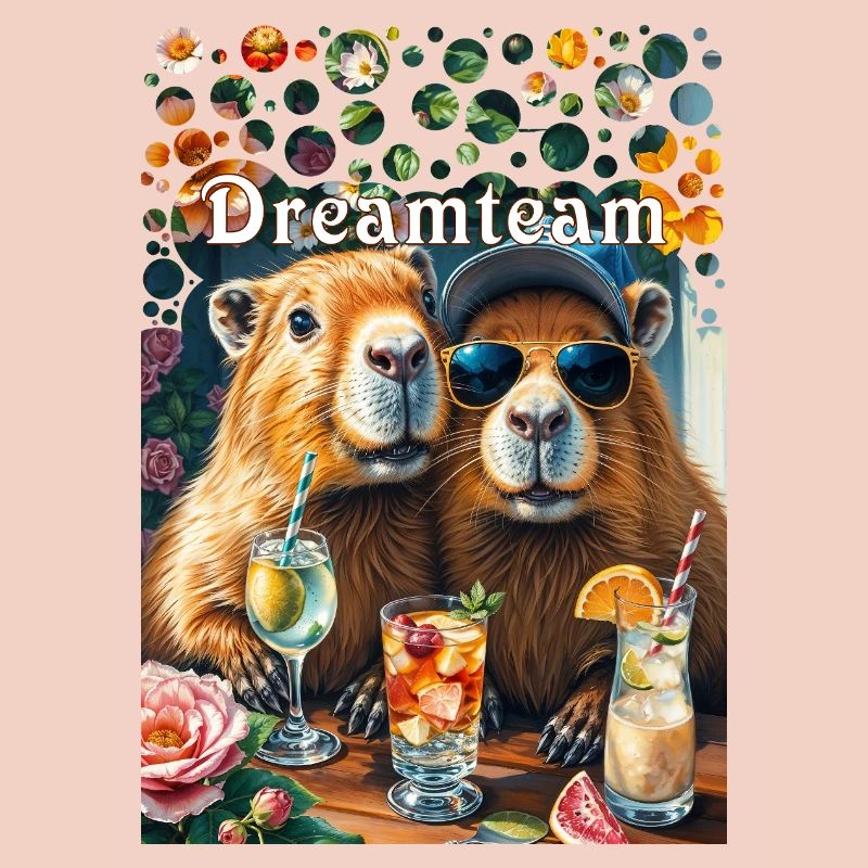 Dreamteam Capybara Couple Teamwork Leisure Time