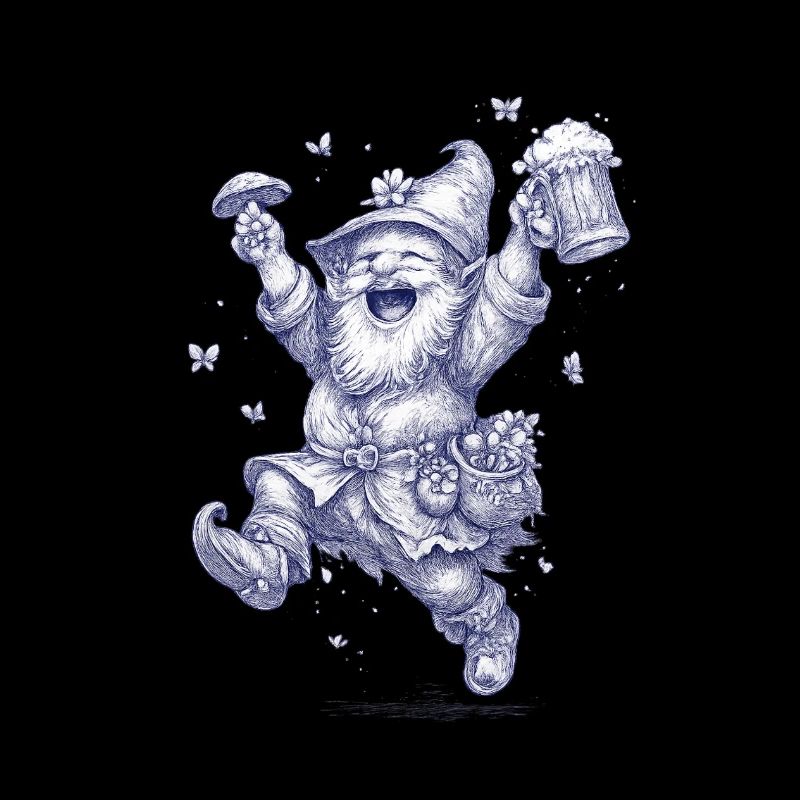 Gnome avec champignon et verre à bière