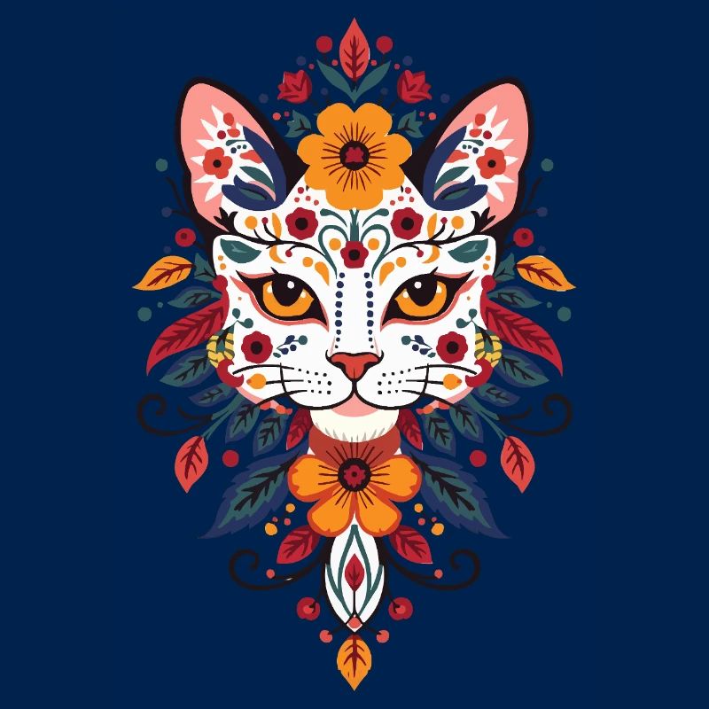 Style floral du chat fleuri