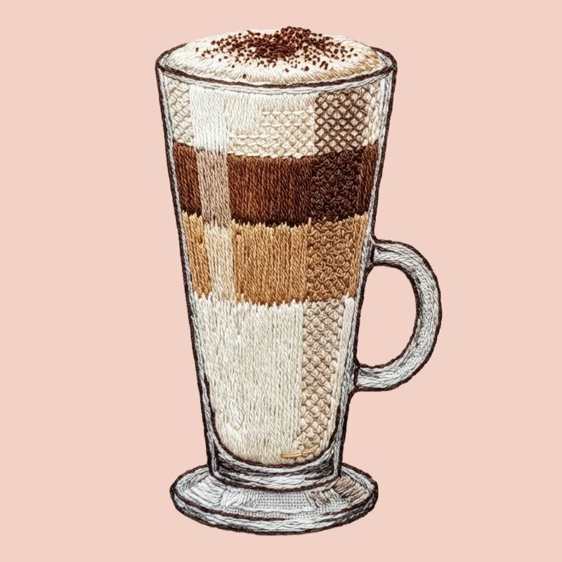 Latte macchiato à l’aspect brodé (imprimé)