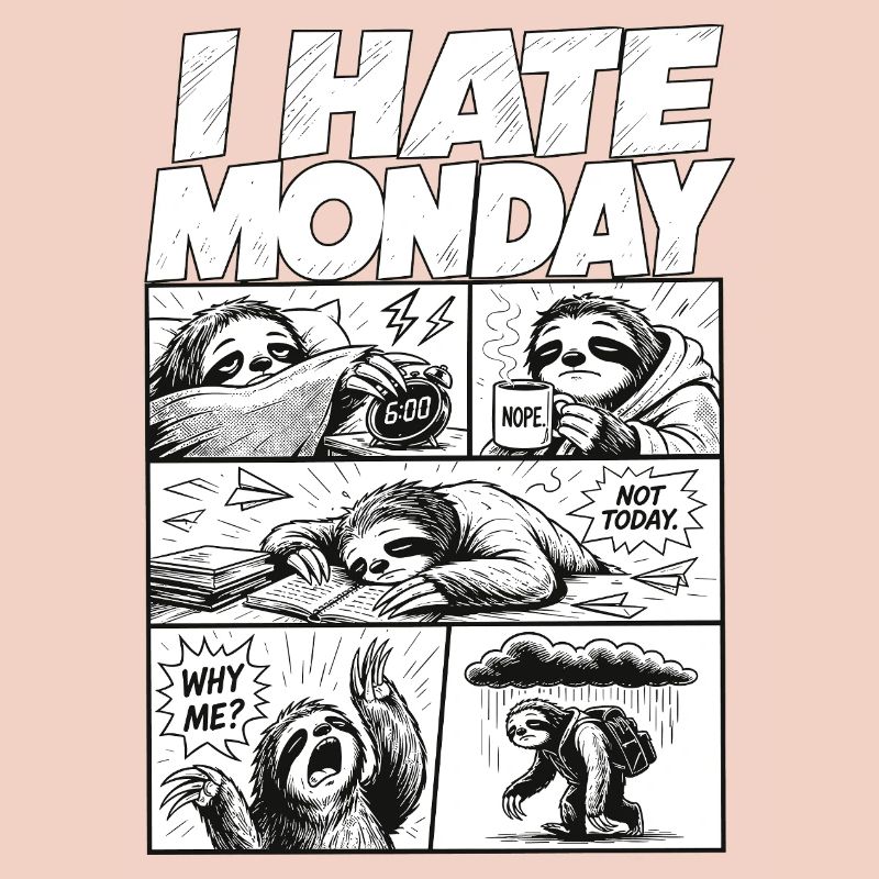Je déteste Monday Sloth Comic