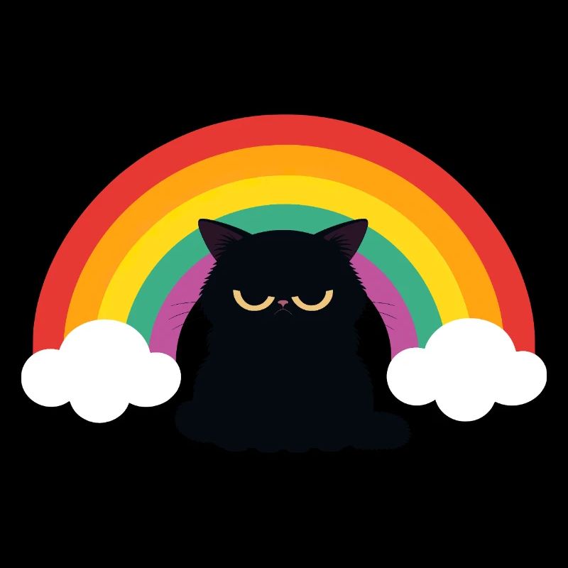 Mürrische Katze unterm Regenbogen