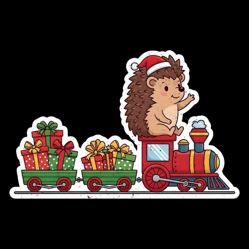 Weihnachtsigel Zug mit Geschenken