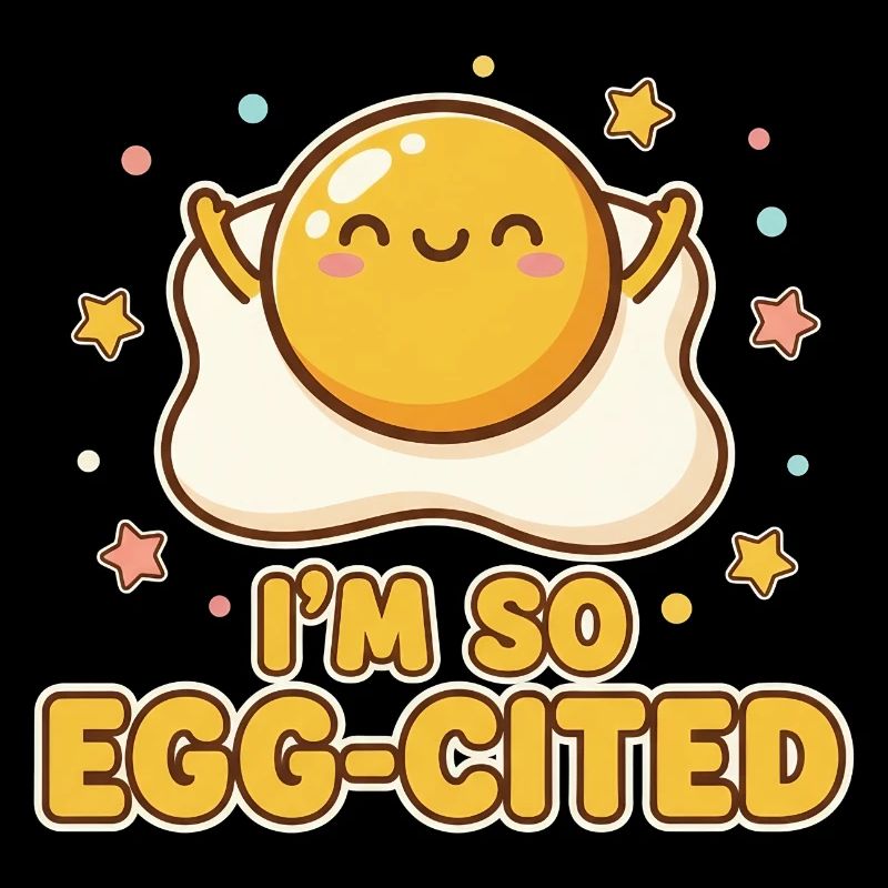 I'm So Egg-cited Kawaii Fried Egg Pun