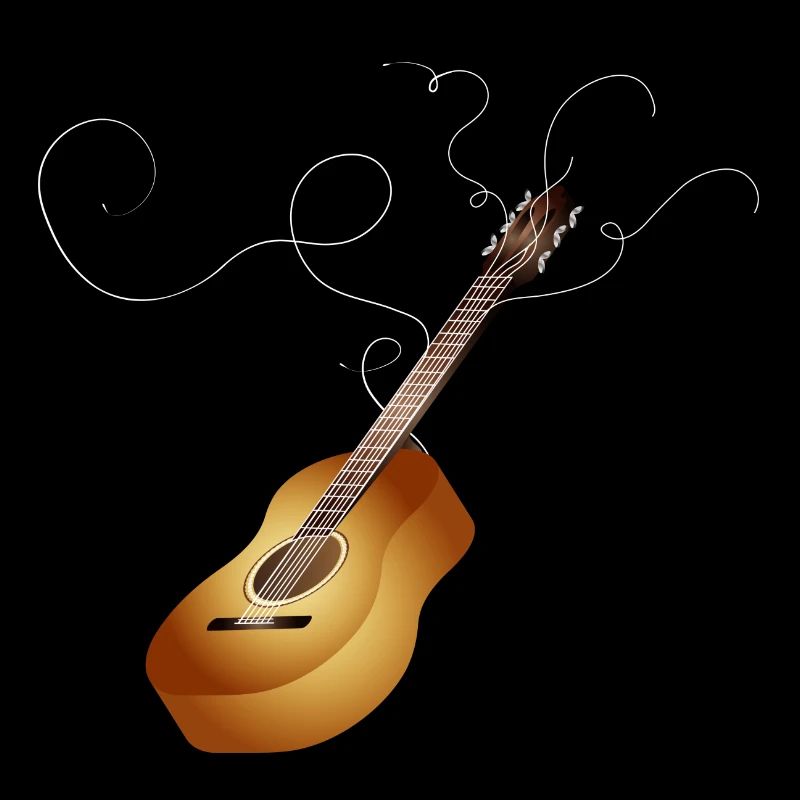 beautiful 3D acoustic guitar with loose guitar strings