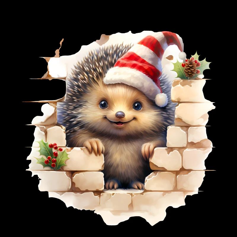Christmas hedgehog in the wall