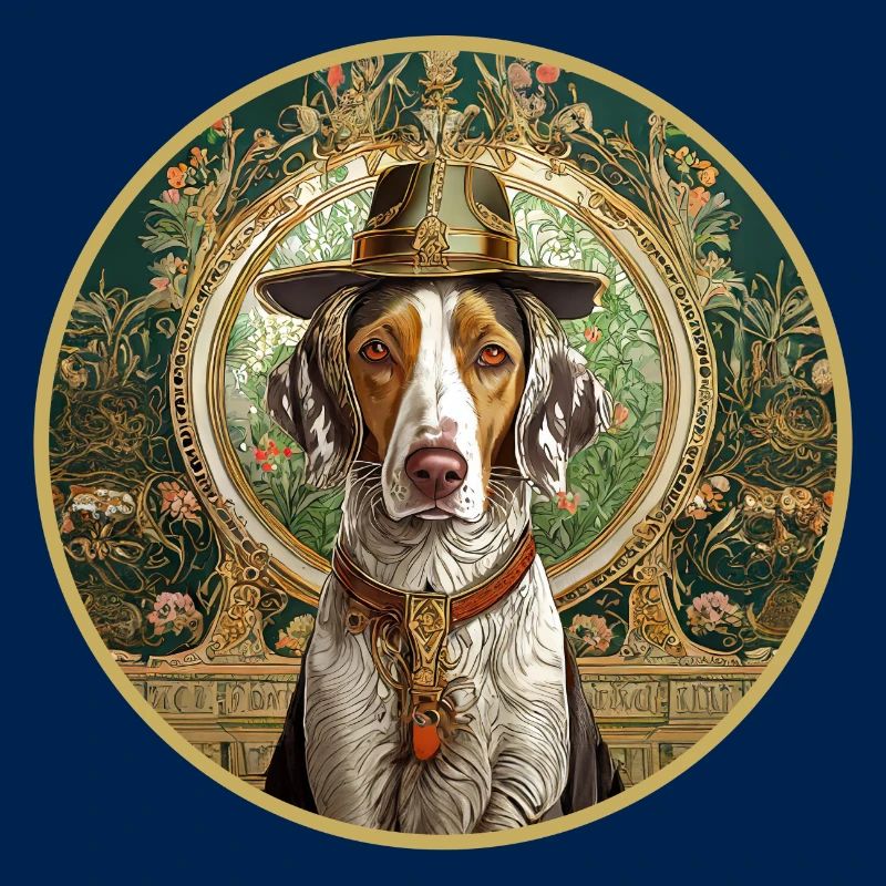 Chien de chasse avec chapeau