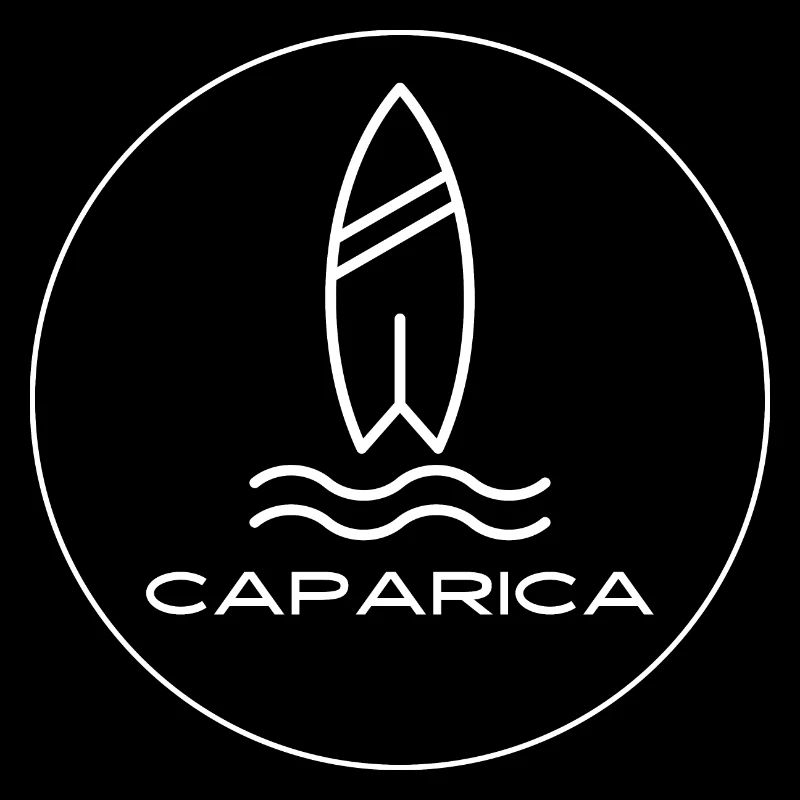 CAPARICA Surfboard Logo mit Wellen und Text