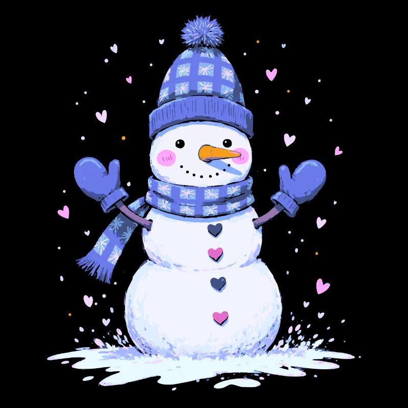 Cute snowman with heart