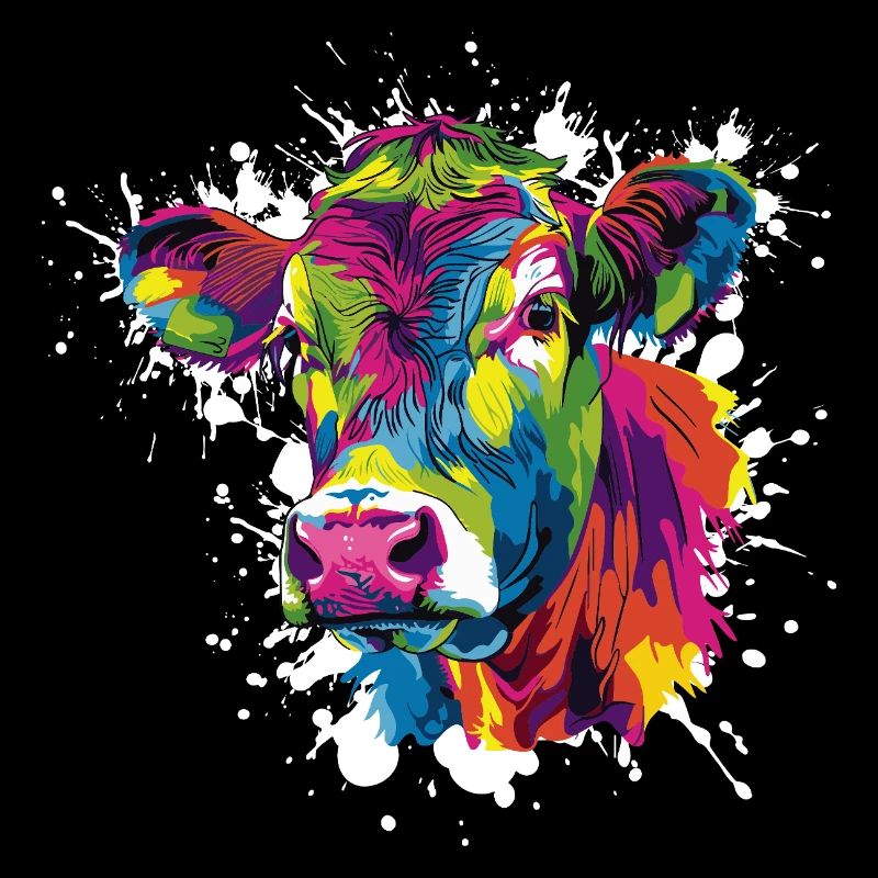 Kuh Popart Farbexplosion