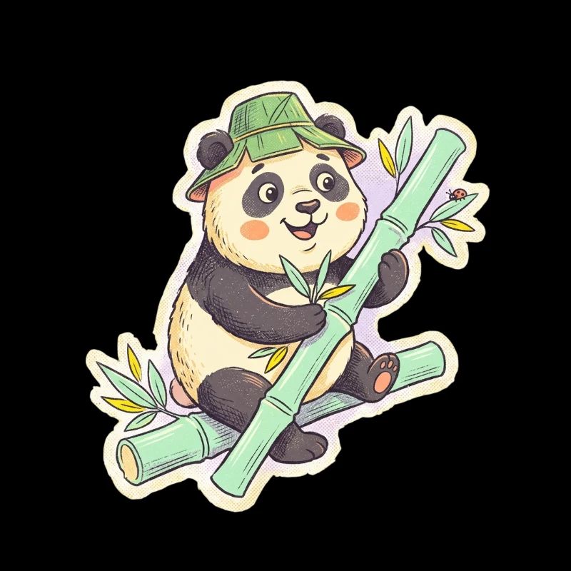 Panda sur le chemin de bambou