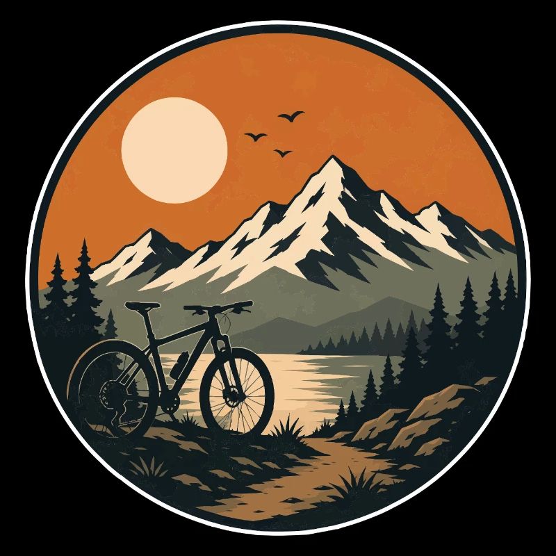 Vélo Mountain Lake Sunset