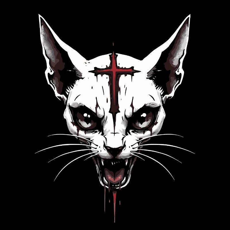 Sphynx Chat Gothique Croix Sinistre Occulte Satanique