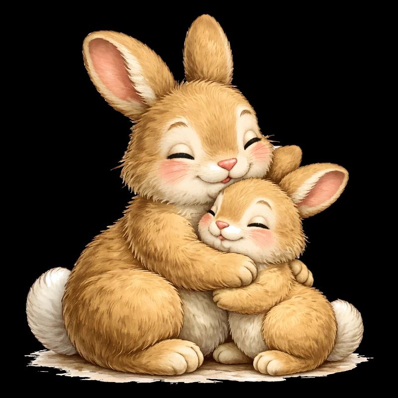 Deux lapins dans une étreinte affectueuse