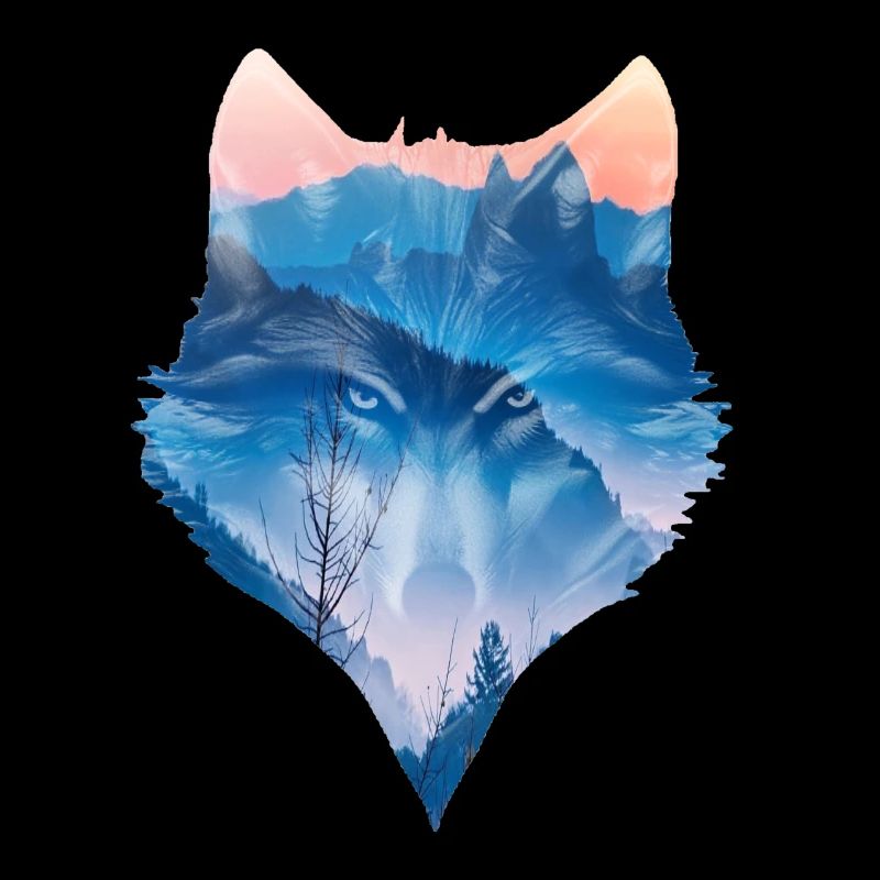 Nordischer Wolf und Berglandschaft