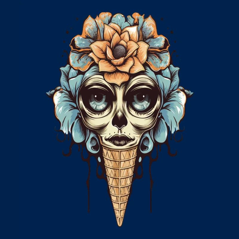 Blumen-Totenkopf Eistüte Design
