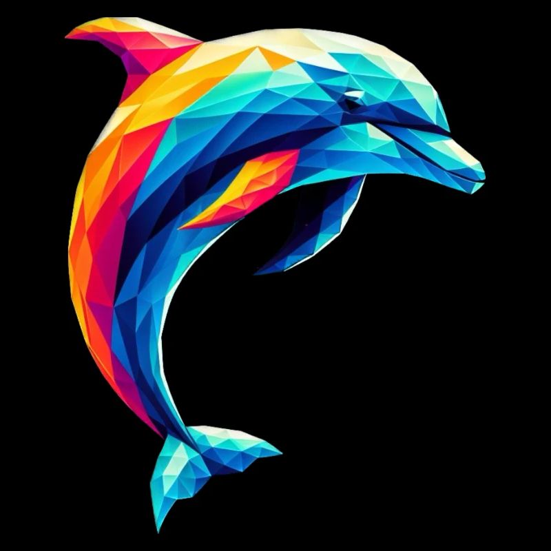 A colorful dolphin in polygon style