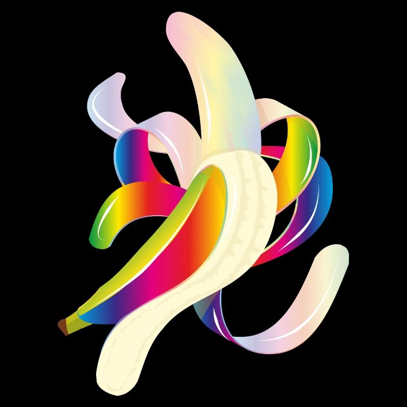 Regenbogenfarbene Banane – Verspieltes Fruchtmotiv