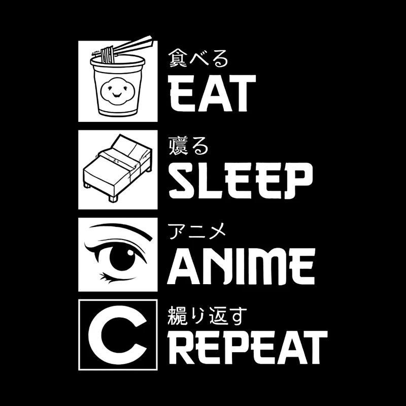 Eat Sleep Anime Repeat Graphic Tee